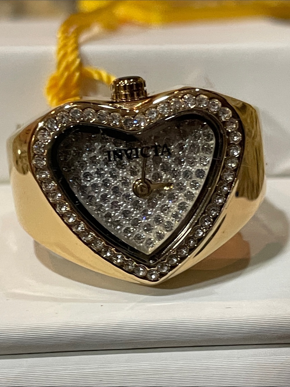 Invicta Angel Gold Heart Ring with Crystal Bezel - Picture 2 of 3